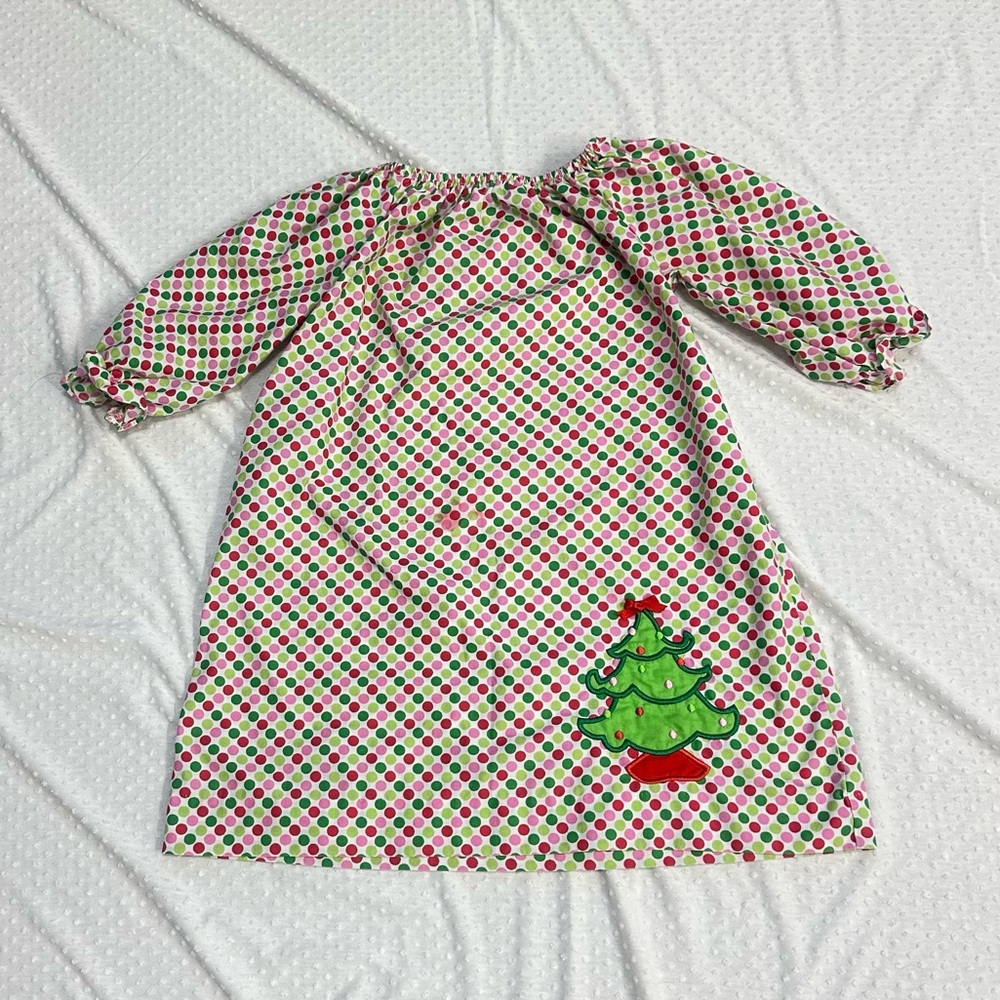 Classic Whimsy Festive Polka Dot Christmas Pillowcase Dress 3T